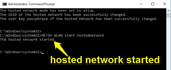 hosted network started