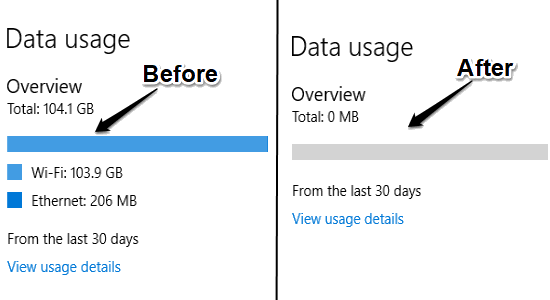 reset data usage