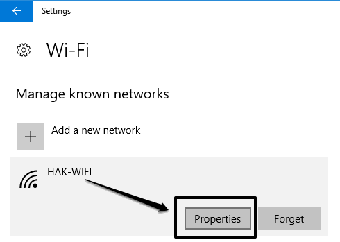 select wifi properties