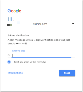 2 step verification gmail login