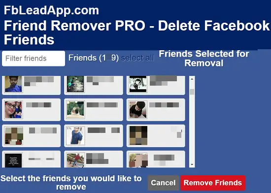 Friend Remover PRO select friends