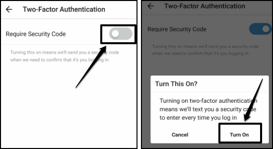 enable instagram two factor authentication