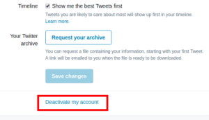 twitter deactivate link