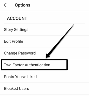 two factor authentication instagram