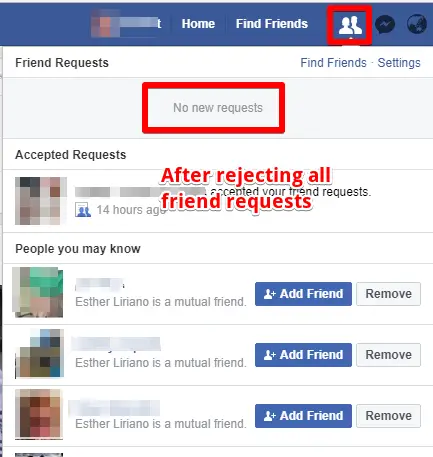 after all facebook friend requests rejected
