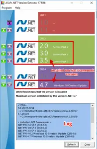 ASoft .NET Version Detector show installed dot net framework versions