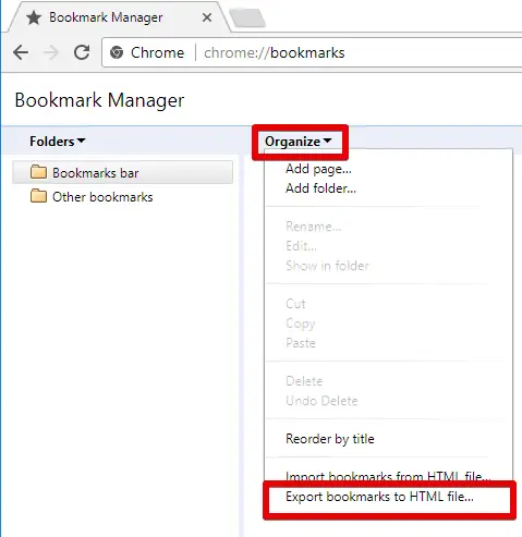 Export bookmarks Chrome