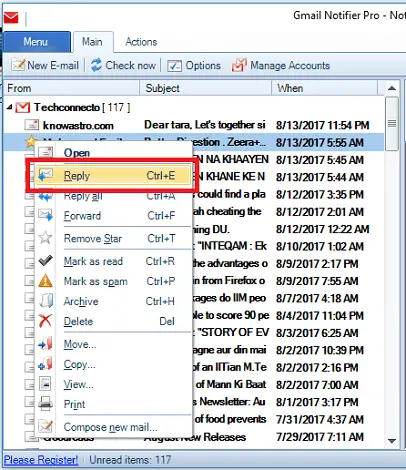 gmail notifier pro respond to emails