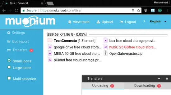 muonium 2 GB free cloud storage provider