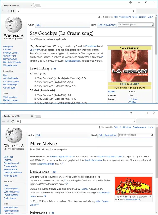see random wikipedia article google chrome tab