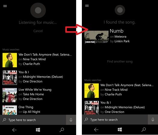 Cortana identified song playing nearby
