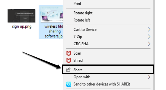 disable share option