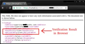 trumail email verification in browser