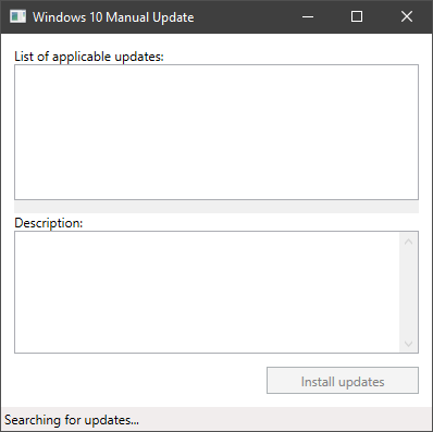 windows 10 manual update serach