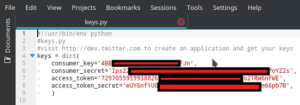 insert the API keys for twitter bot