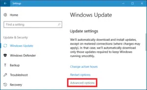 windows 10 update settings advanced options