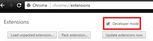 Chrome developer mode