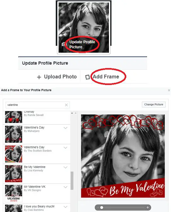 Facebook valentine’s day frame filter