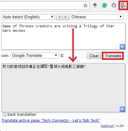 translator chrome extension manual translation