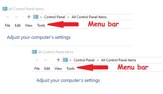 Enable Menu Bar in Windows 10
