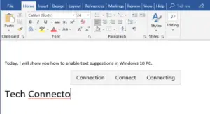 text suggestions in windows 10