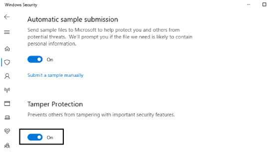 tamper protection windows 10
