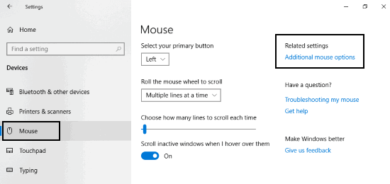 additional mouse option